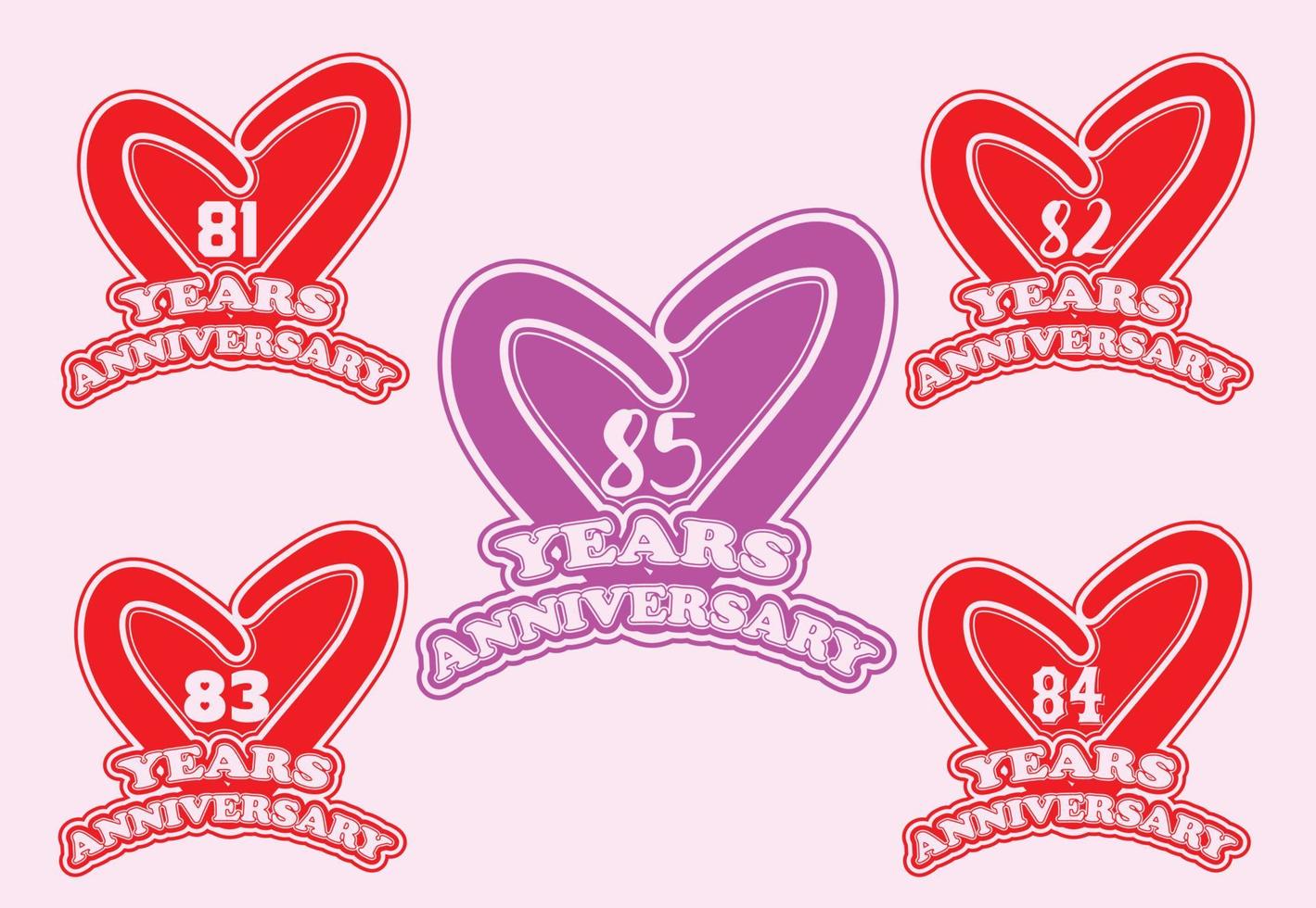 81 per 85 anni anniversario logo e etichetta design vettore