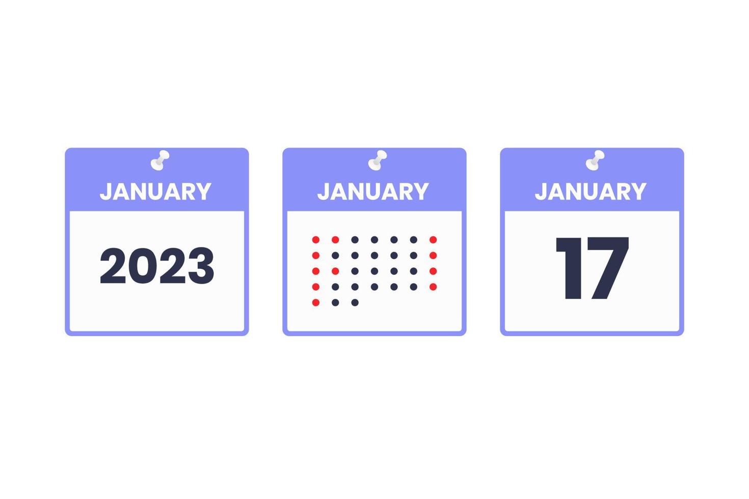gennaio 17 calendario design icona. 2023 calendario orario, appuntamento, importante Data concetto vettore
