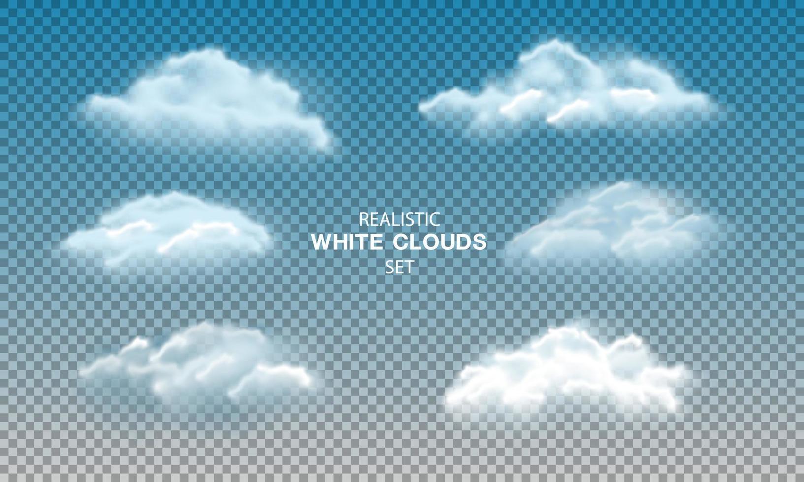 realistico bianca nube nebbia Fumo impostato collezione su blu cielo scacchi sfondo vecto vettore
