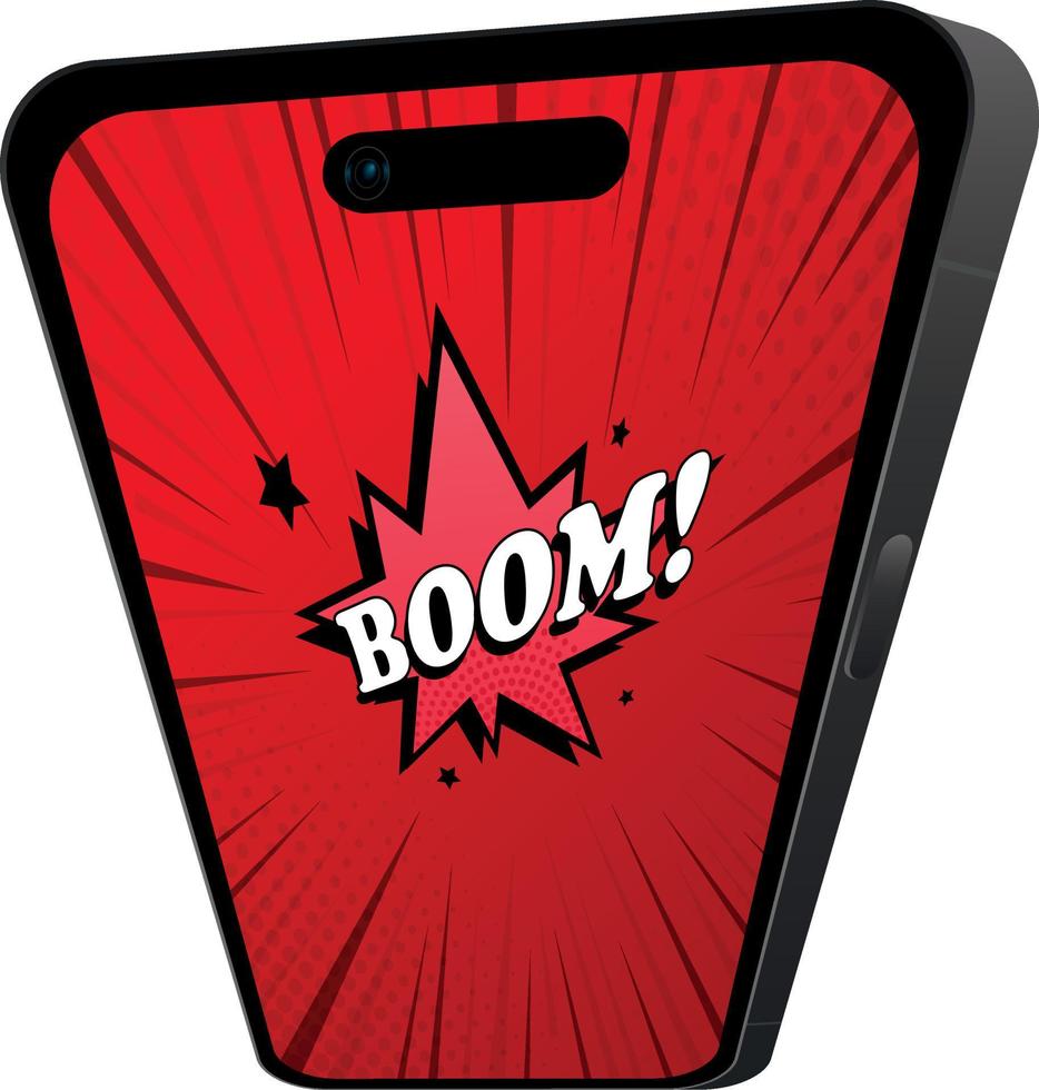 moderno astratto Telefono smartphone comico Ingrandisci boom - vettore illustrazione