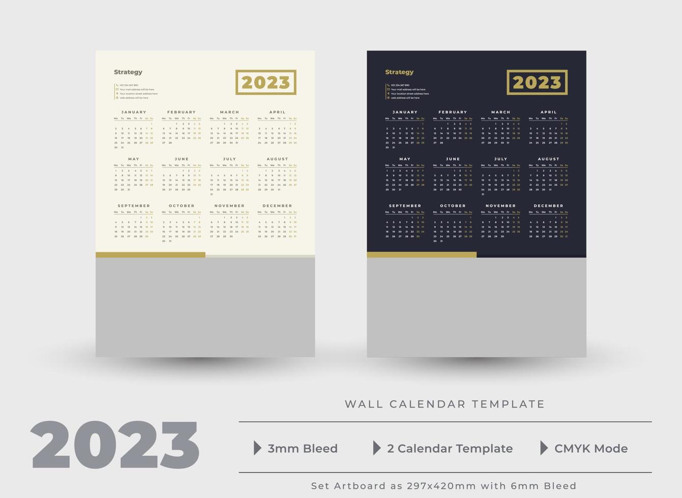 2023 parete calendario modello vettore