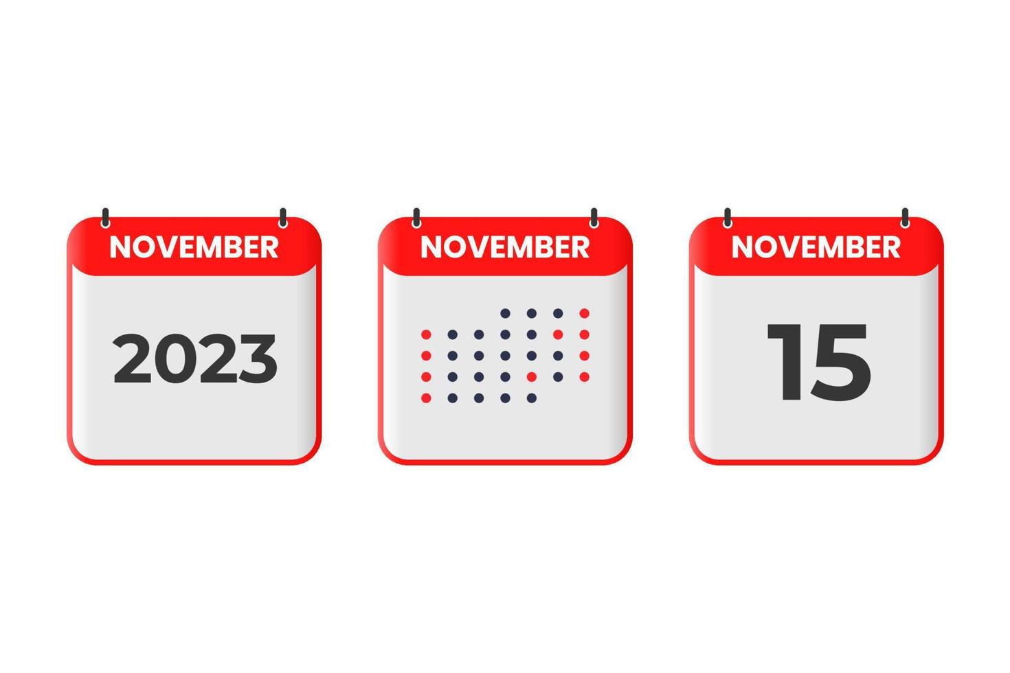 novembre 15 calendario design icona. 2023 calendario orario, appuntamento, importante Data concetto vettore