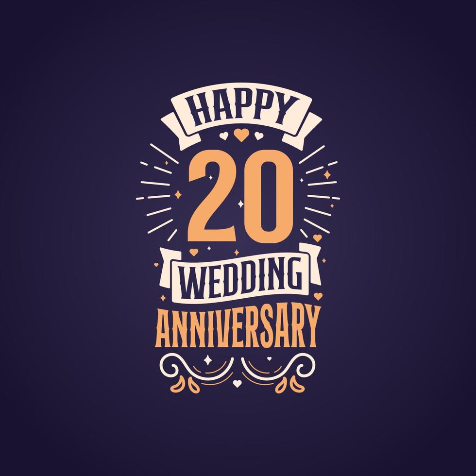 contento 20 nozze anniversario citazione lettering design. 20 anni anniversario celebrazione tipografia design. vettore