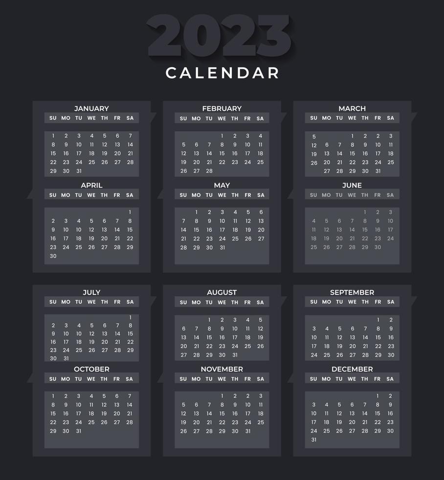 parete calendario 2023 disegno, piatto 2023 calendario, minimalista ispirazione fotografie mensile natura calendario vettore