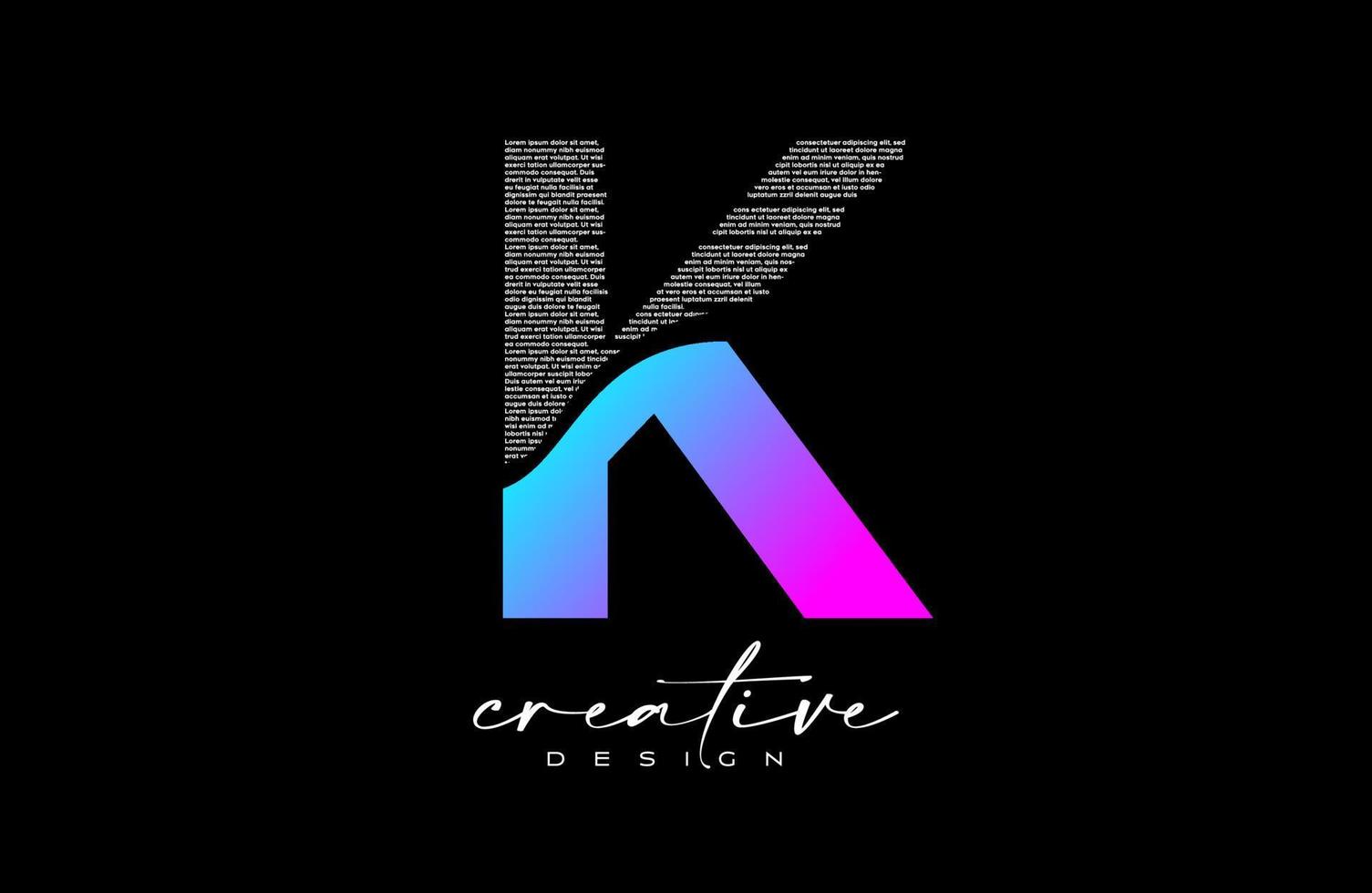 viola K lettera logo design con creativo lettera K fatto di nero testo font struttura vettore