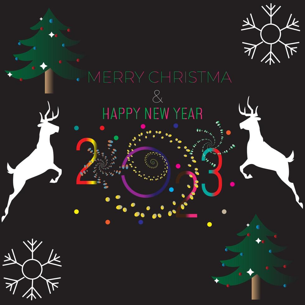 impostato di Natale elementi contento nuovo anno e cervo.set di colorato Natale, nuovo anno striscioni. vettore