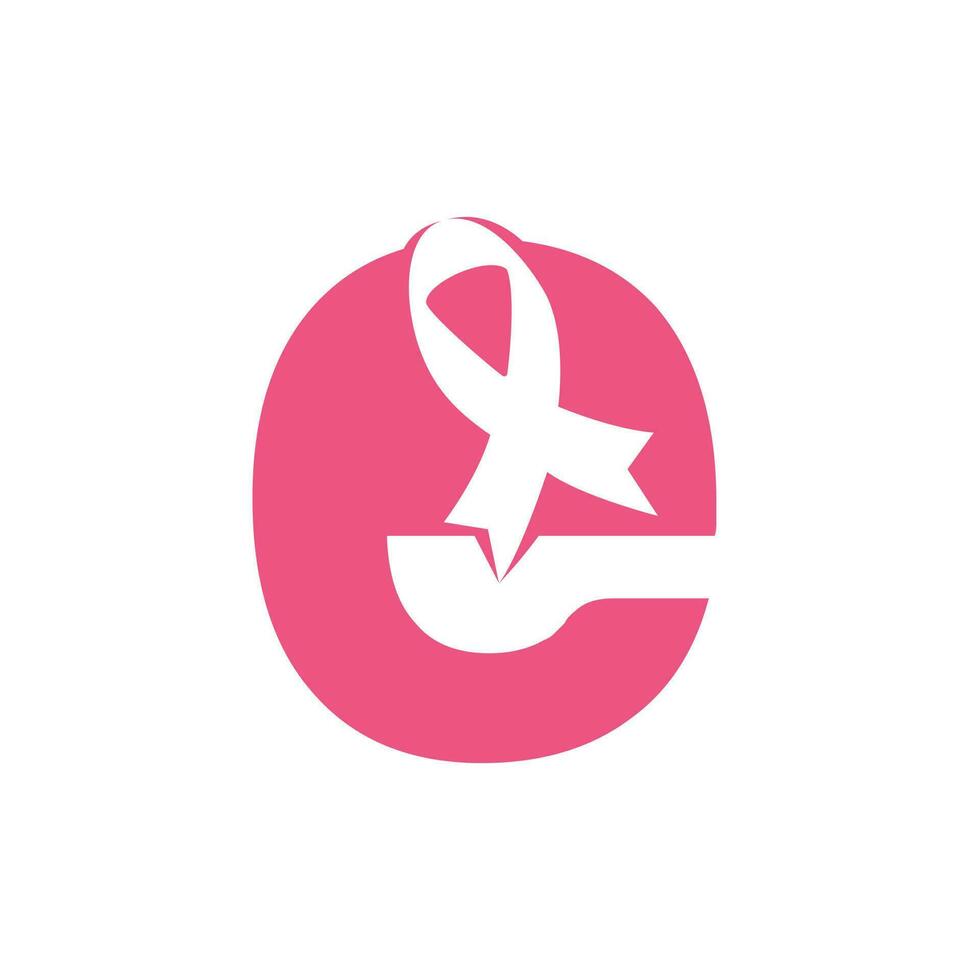 lettera e rosa nastro vettore logo design. Seno cancro consapevolezza simbolo. ottobre è mese di Seno cancro consapevolezza nel il mondo.