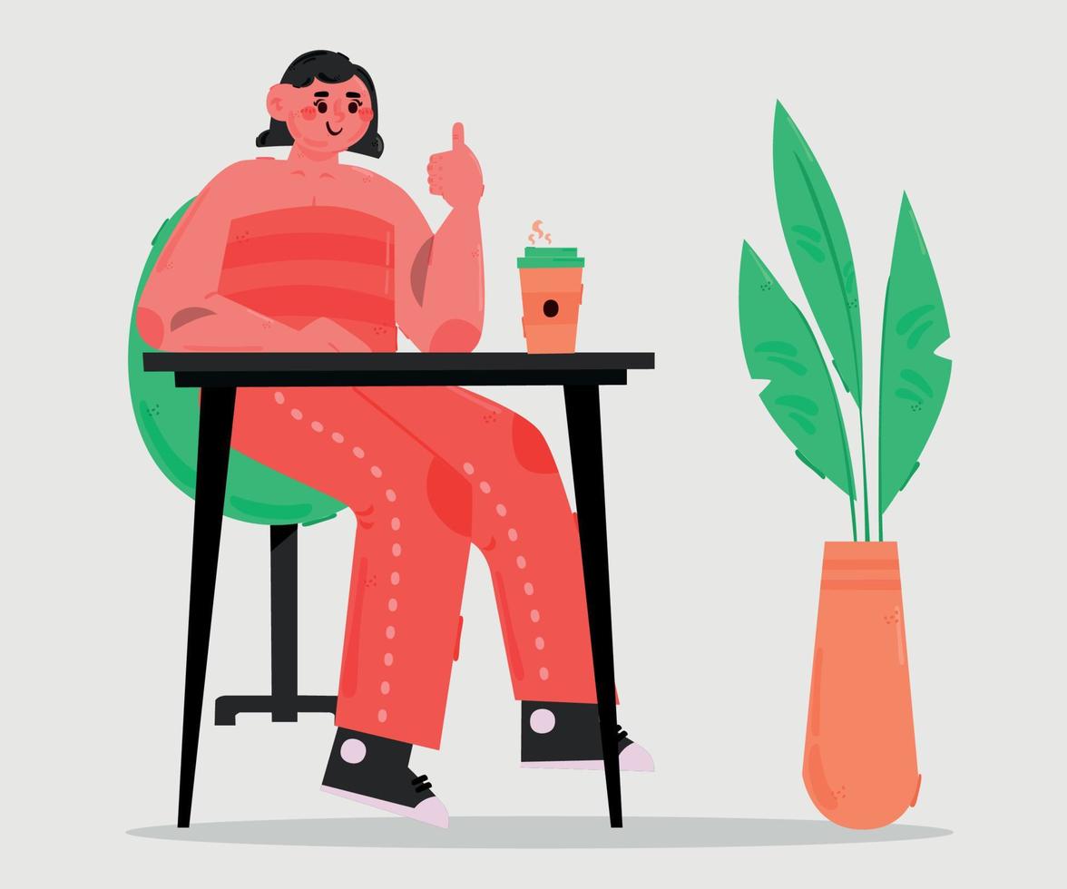 donna godendo caffè illustrazione vettore