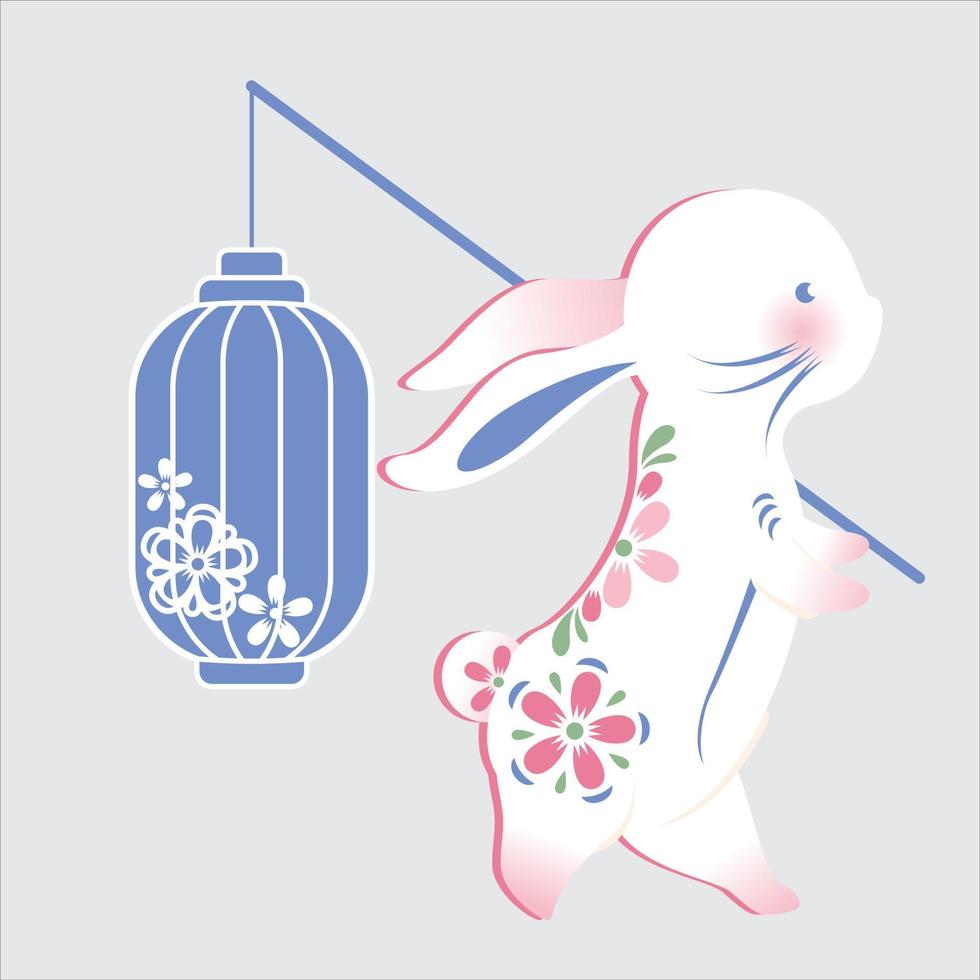 contento Cinese nuovo anno 2023 anno di il coniglio zodiaco cartello. orientale coniglio tagliare su di bianca carta. tradizionale asiatico mestiere e arte. lunare nuovo anno vacanza. vettore