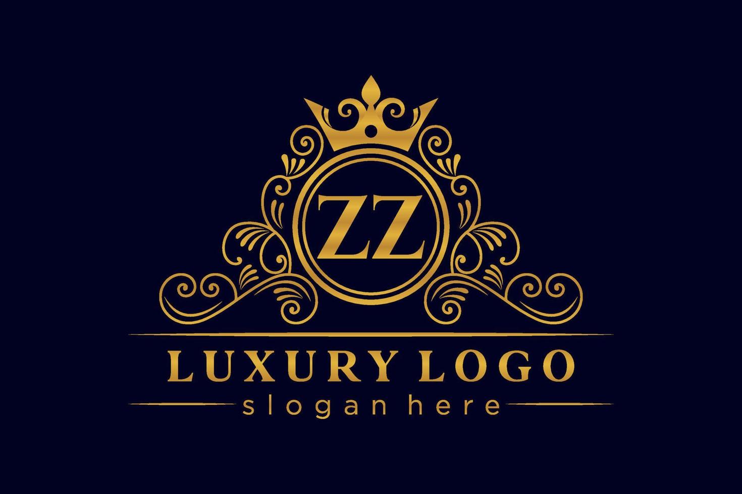 zz iniziale lettera oro calligrafico femminile floreale mano disegnato araldico monogramma antico Vintage ▾ stile lusso logo design premio vettore