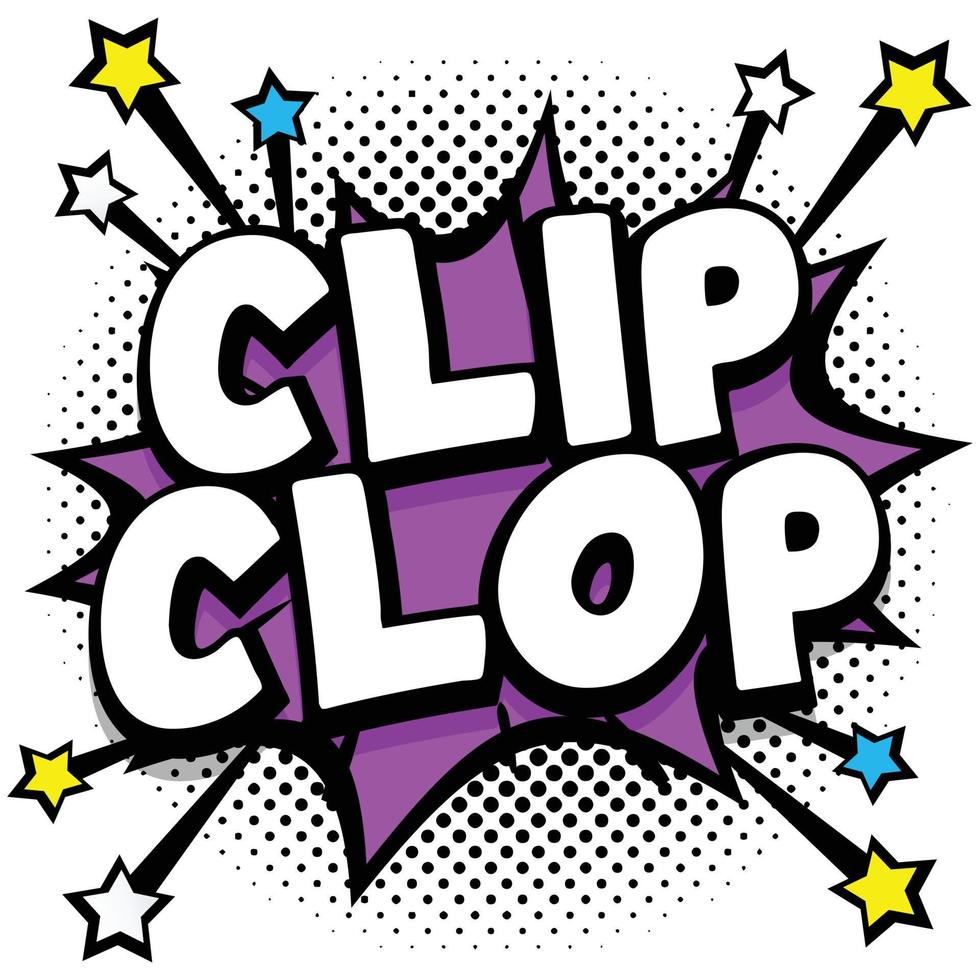 clip clop pop arte comico discorso bolle libro suono effetti vettore