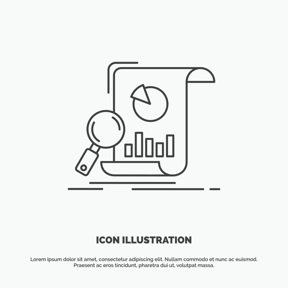 analisi. analitica. attività commerciale. finanziario. ricerca icona. linea vettore grigio simbolo per ui e ux. sito web o mobile applicazione