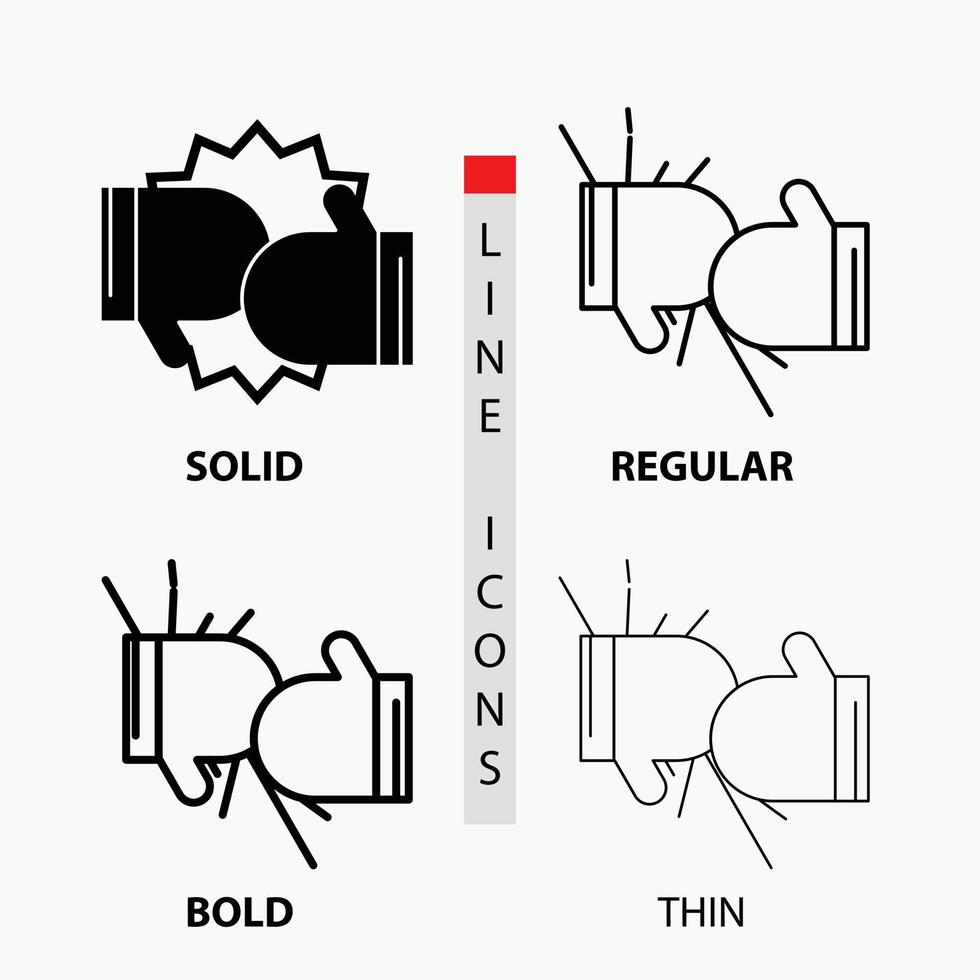 scatola. boxe. concorrenza. combattere. guanti icona nel sottile. regolare. grassetto linea e glifo stile. vettore illustrazione