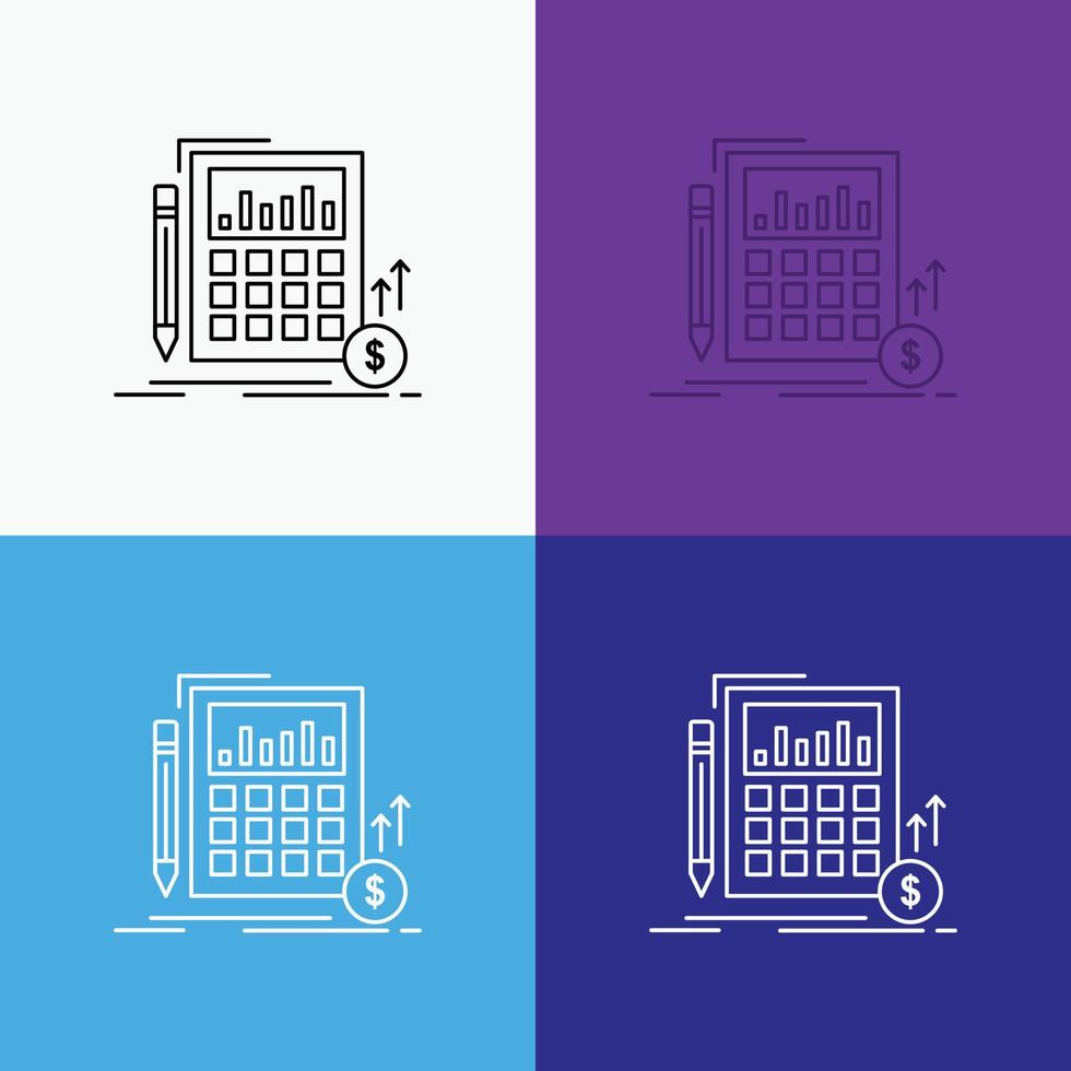 calcolo. dati. finanziario. investimento. mercato icona al di sopra di vario sfondo. linea stile design. progettato per ragnatela e app. eps 10 vettore illustrazione