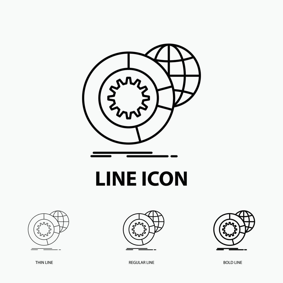 dati. grande dati. analisi. globo. Servizi icona nel sottile. regolare e grassetto linea stile. vettore illustrazione