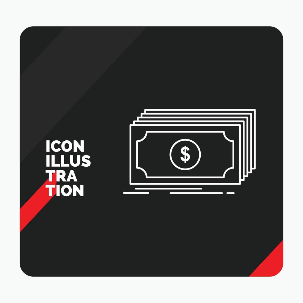 rosso e nero creativo presentazione sfondo per Contanti. dollaro. finanza. fondi. i soldi linea icona vettore