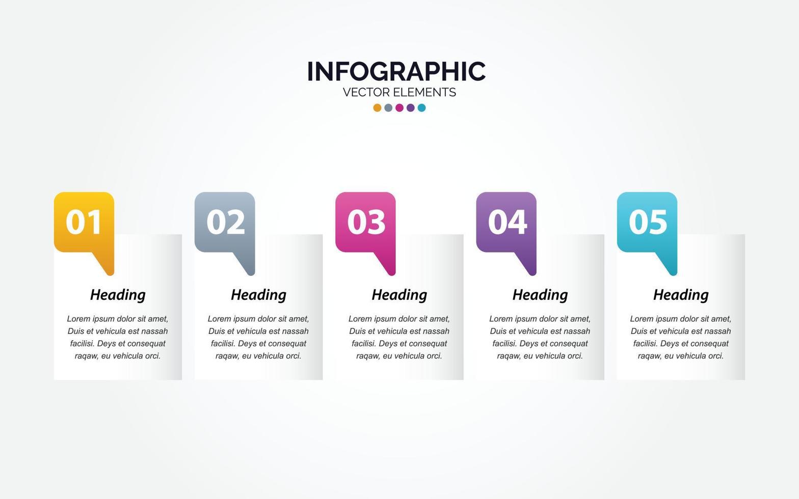 attività commerciale orizzontale Infografica modello numeri 5 opzioni o passaggi vettore