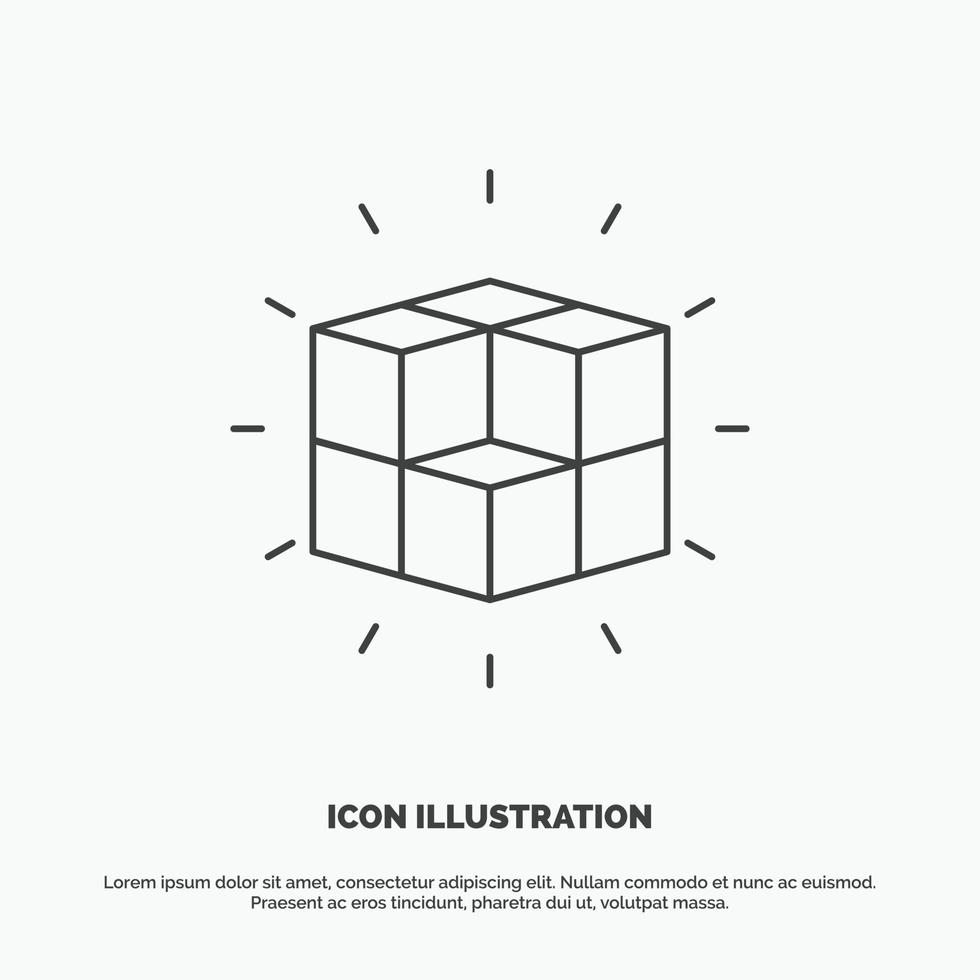 scatola. labirinto. puzzle. soluzione. cubo icona. linea vettore grigio simbolo per ui e ux. sito web o mobile applicazione