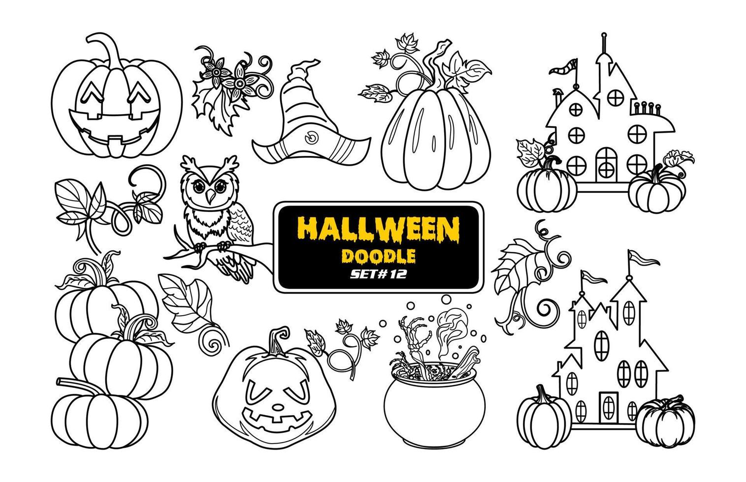 Halloween mano disegnato scarabocchio. carino Halloween digitale francobollo impostare. vettore