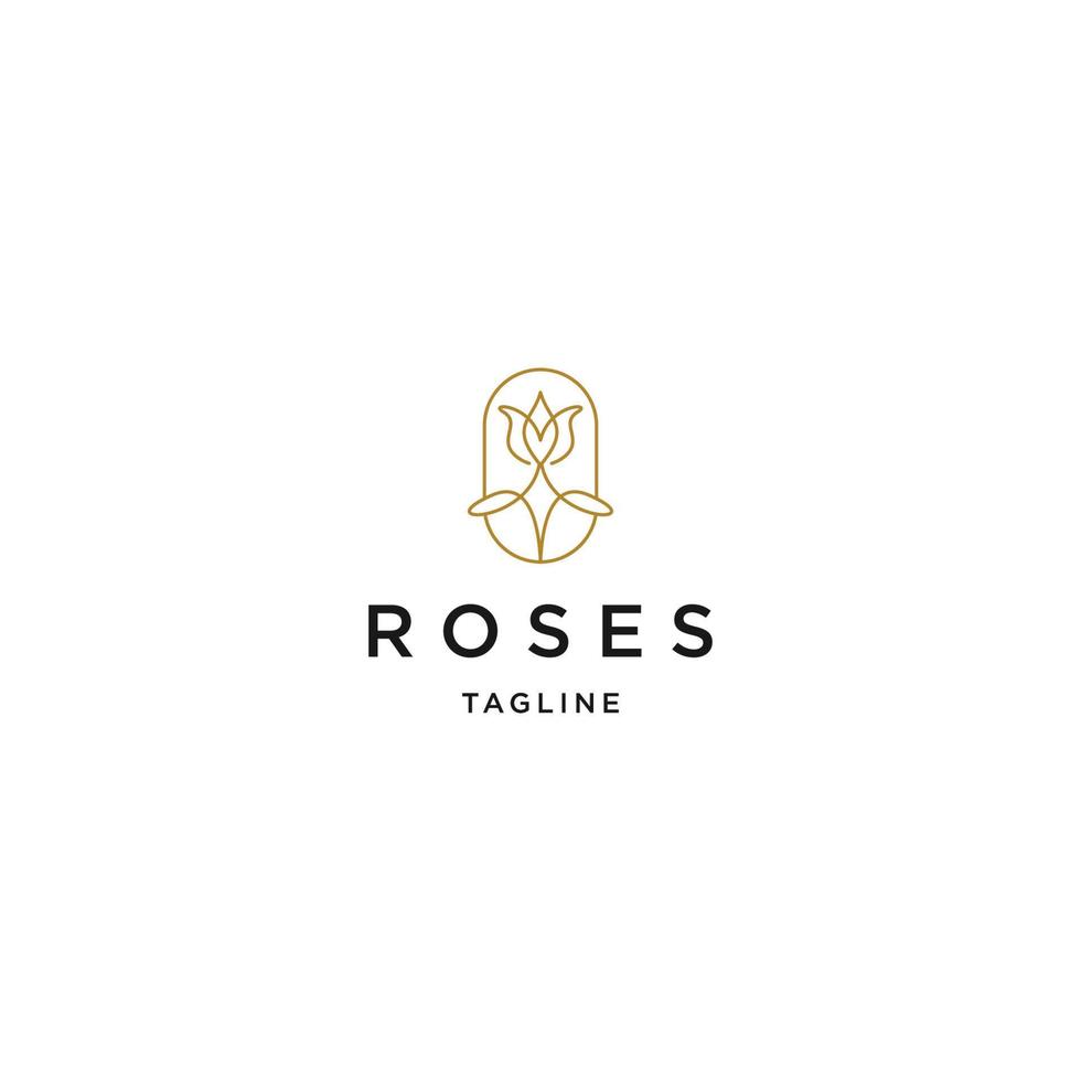 Rose linea logo icona design modello vettore