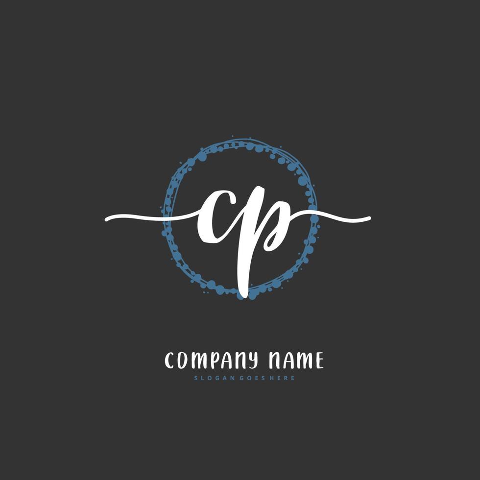 cp iniziale grafia e firma logo design con cerchio. bellissimo design manoscritto logo per moda, squadra, nozze, lusso logo. vettore