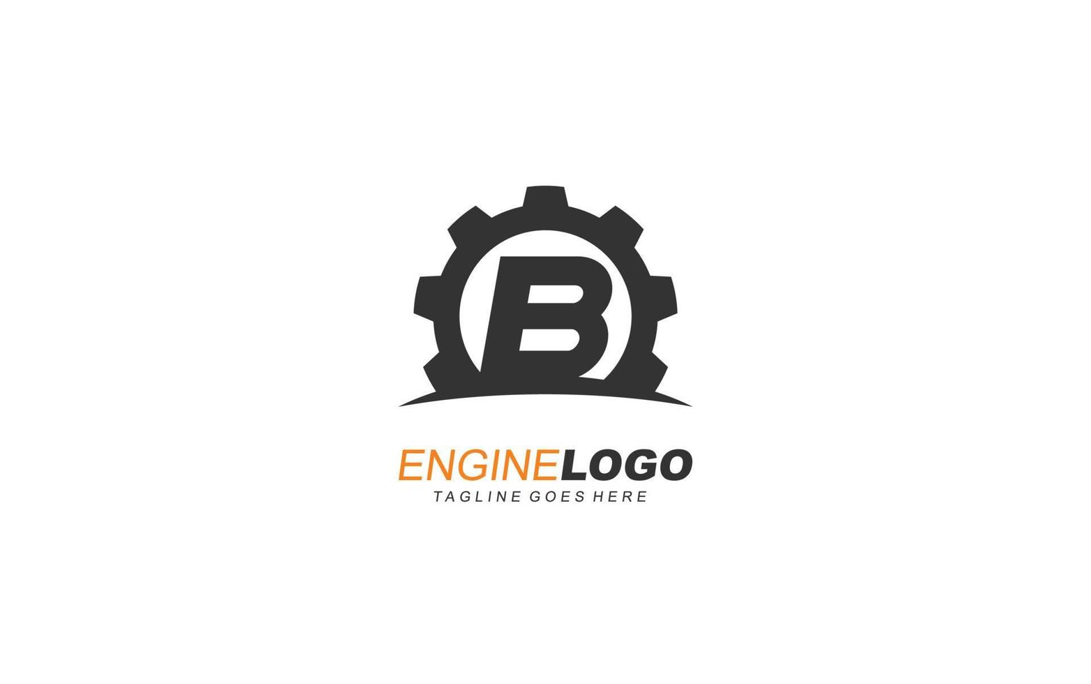 B logo Ingranaggio per identità. industriale modello vettore illustrazione per il tuo marca.
