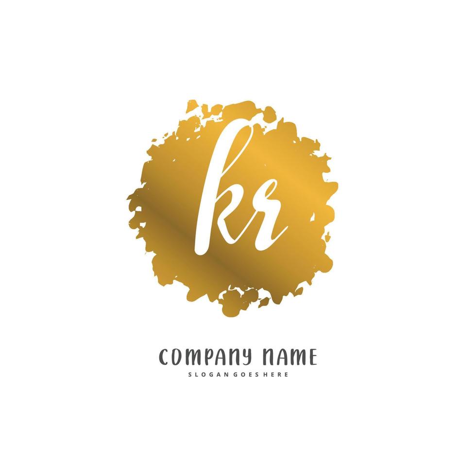 kr iniziale grafia e firma logo design con cerchio. bellissimo design manoscritto logo per moda, squadra, nozze, lusso logo. vettore