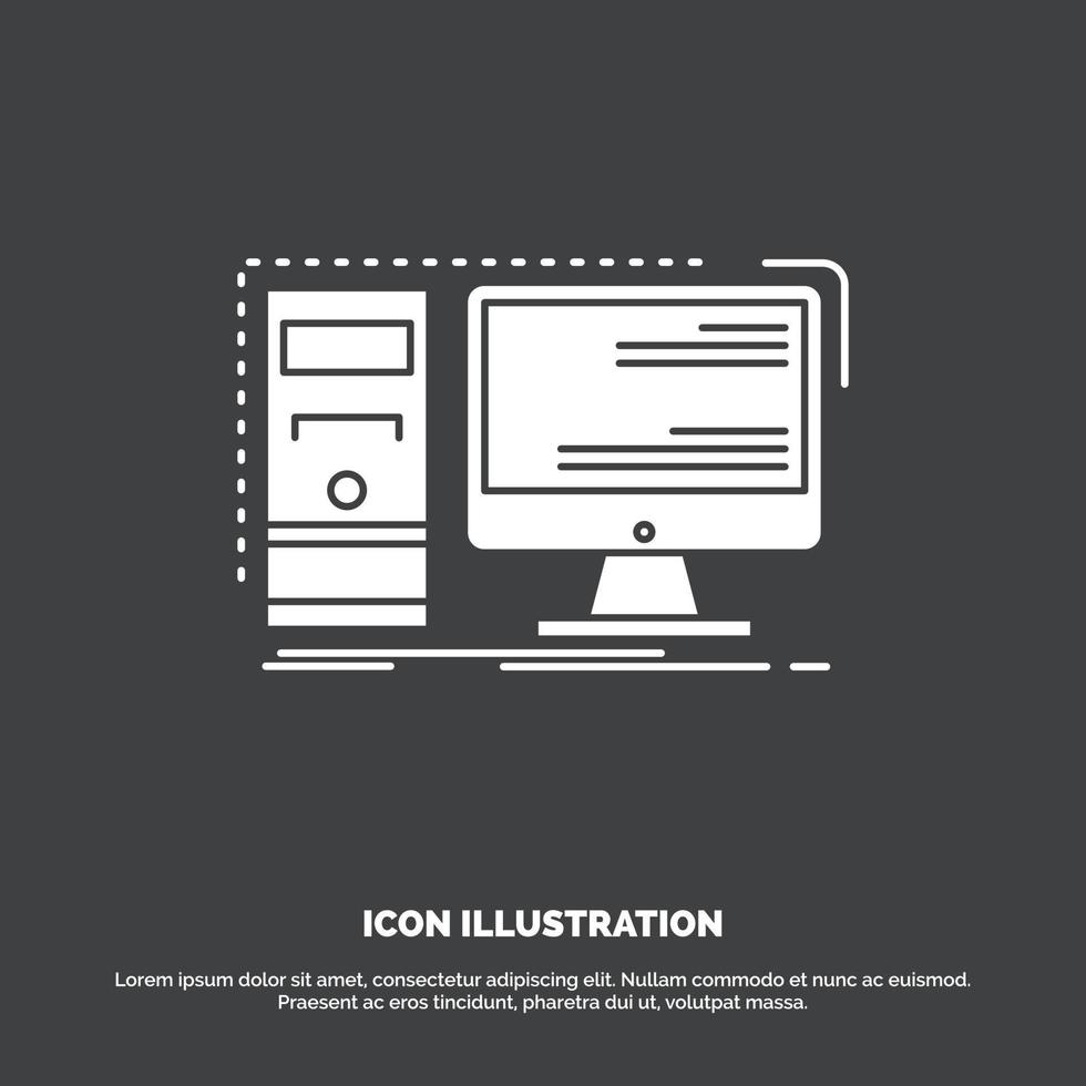 computer. desktop. hardware. postazione di lavoro. sistema icona. glifo vettore simbolo per ui e ux. sito web o mobile applicazione