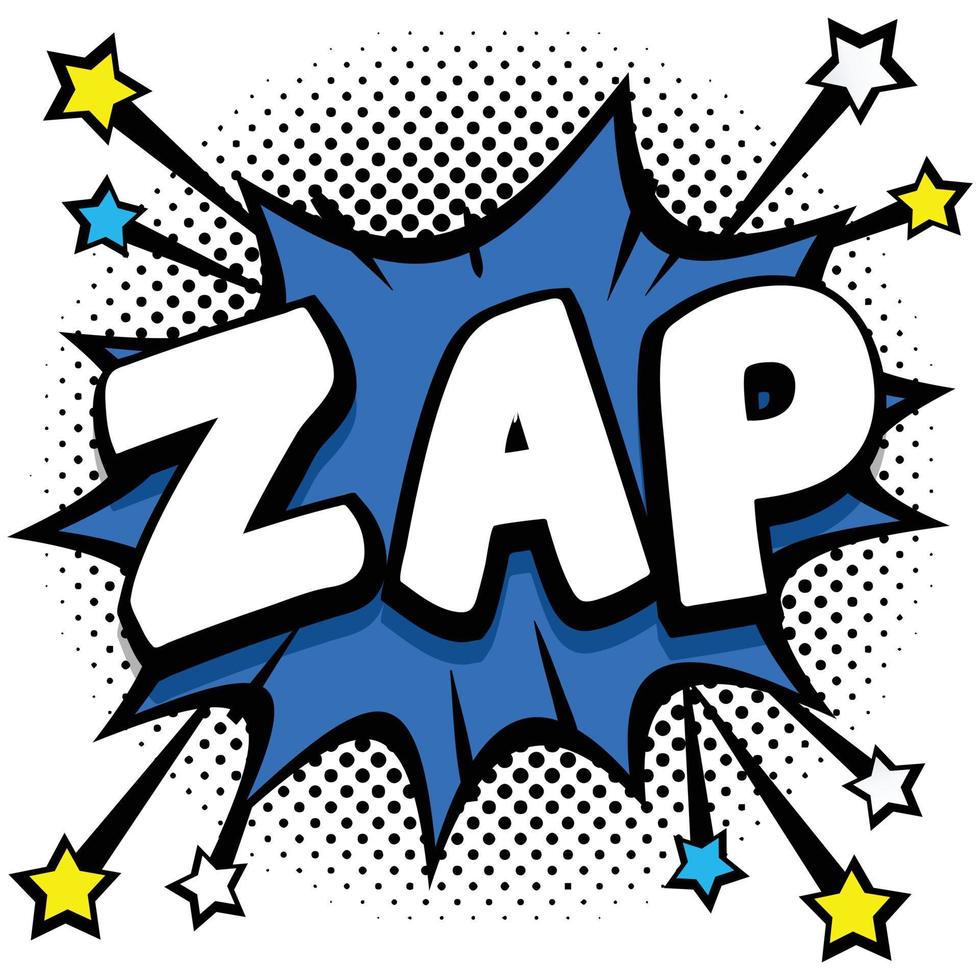 zap pop arte comico discorso bolle libro suono effetti vettore