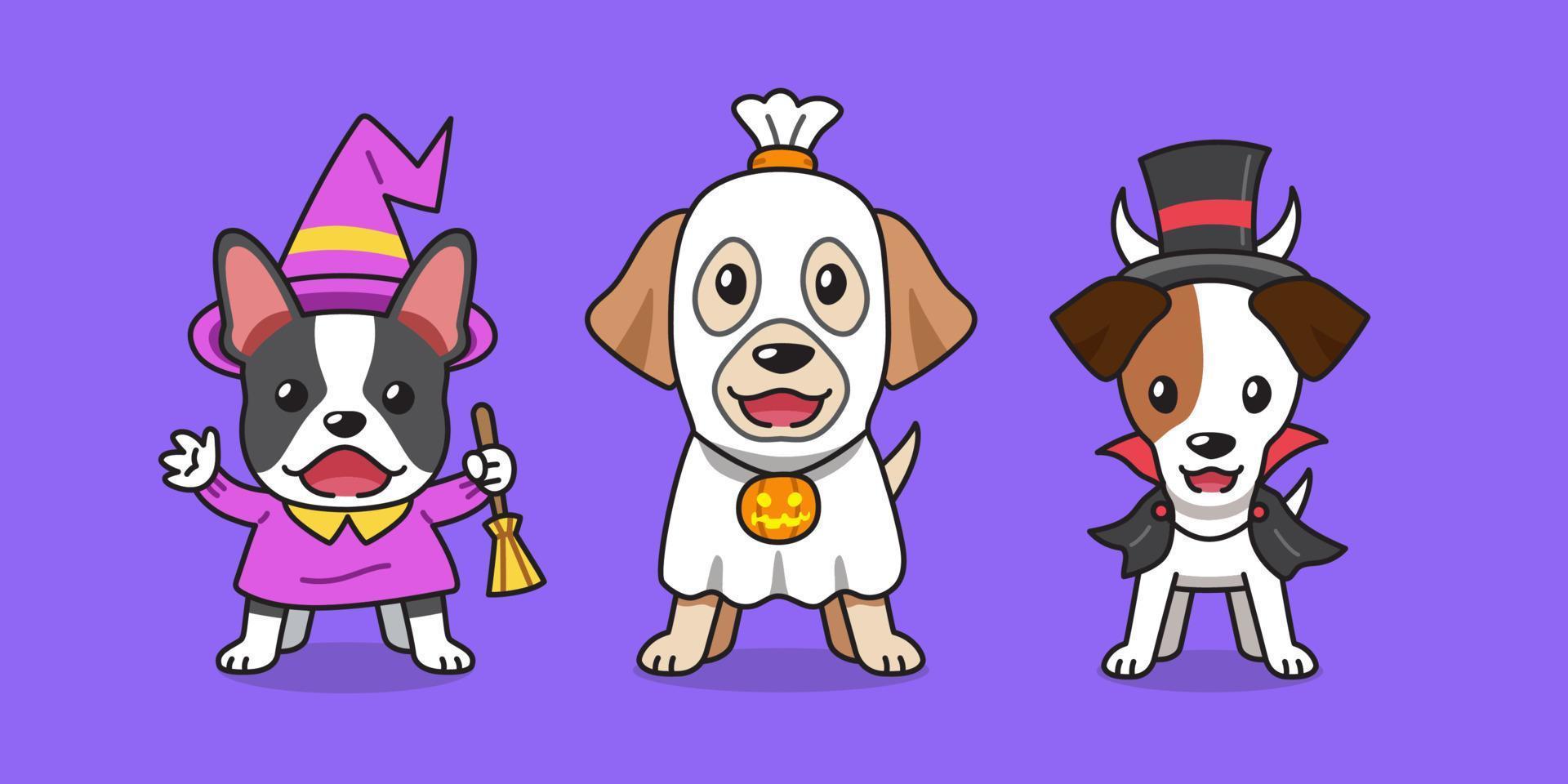 cartone animato cani con Halloween costumi per design. vettore
