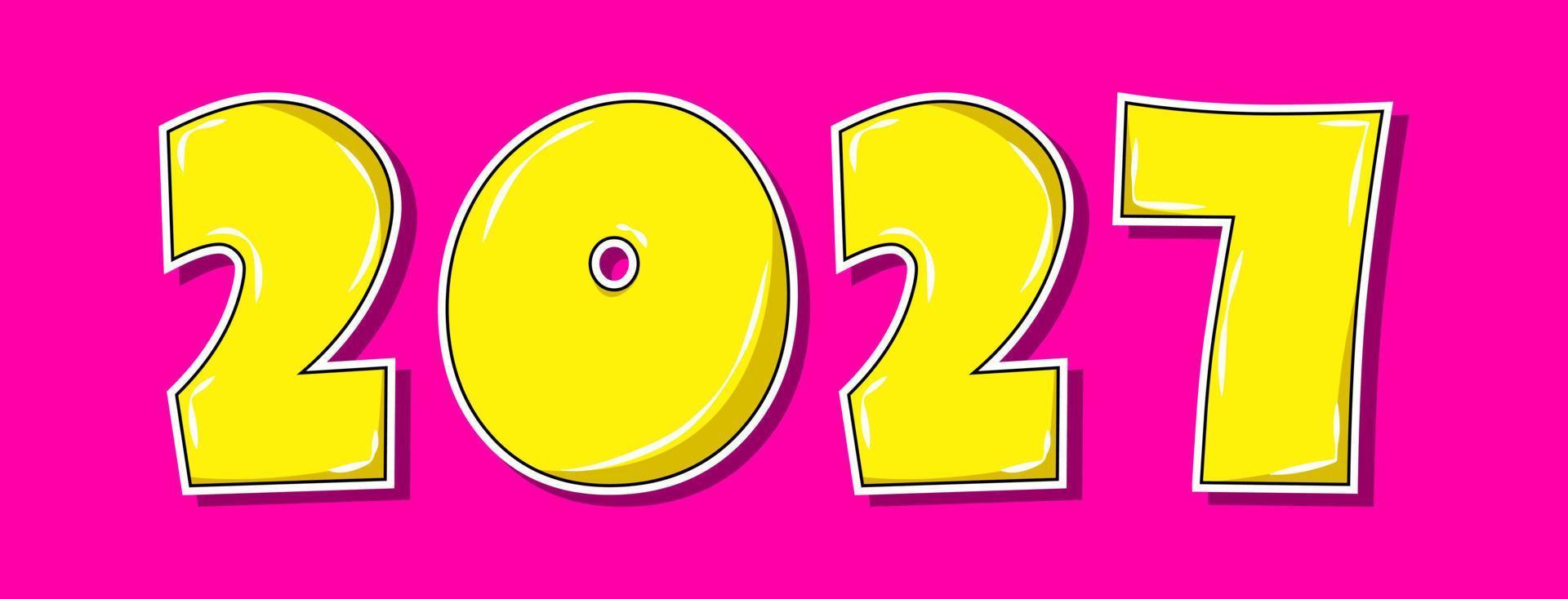 pop arte stile giallo 2027 anno su rosa sfondo vettore