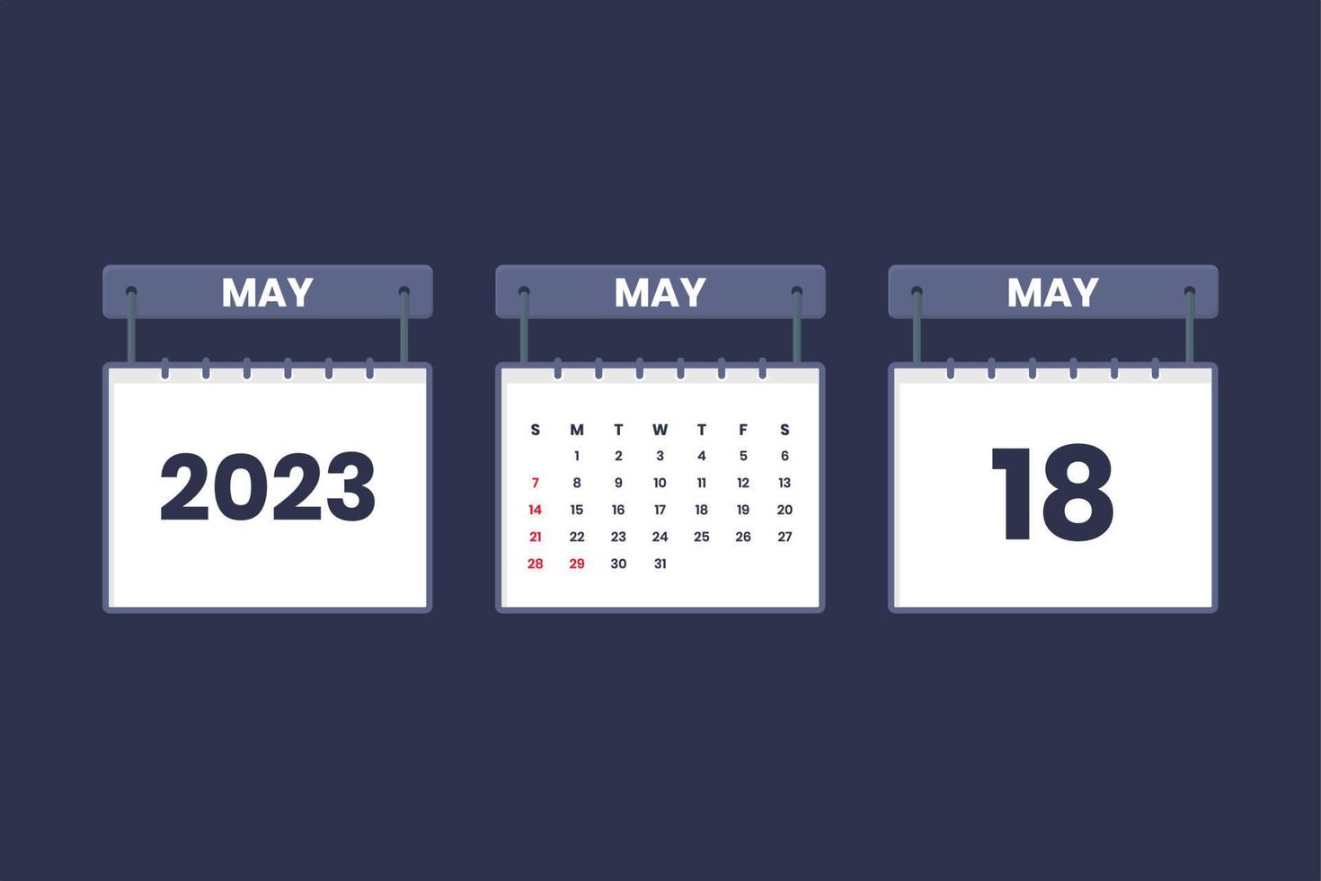 18 Maggio 2023 calendario icona per orario, appuntamento, importante Data concetto vettore