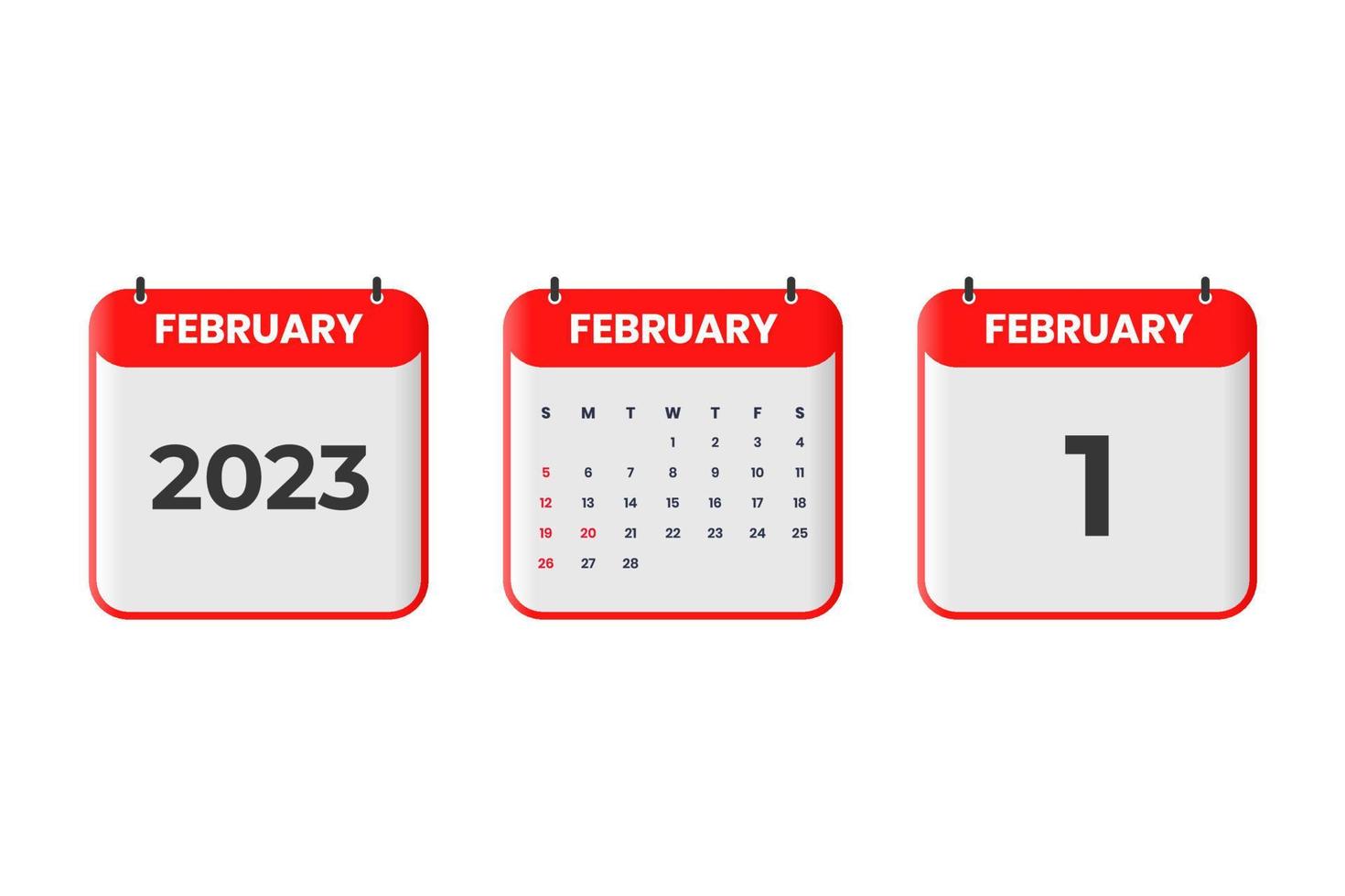 febbraio 2023 calendario design. 1 ° febbraio 2023 calendario icona per orario, appuntamento, importante Data concetto vettore