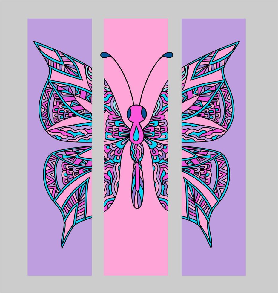 impostato di segnalibri con colorato tropicale la farfalla. vettore