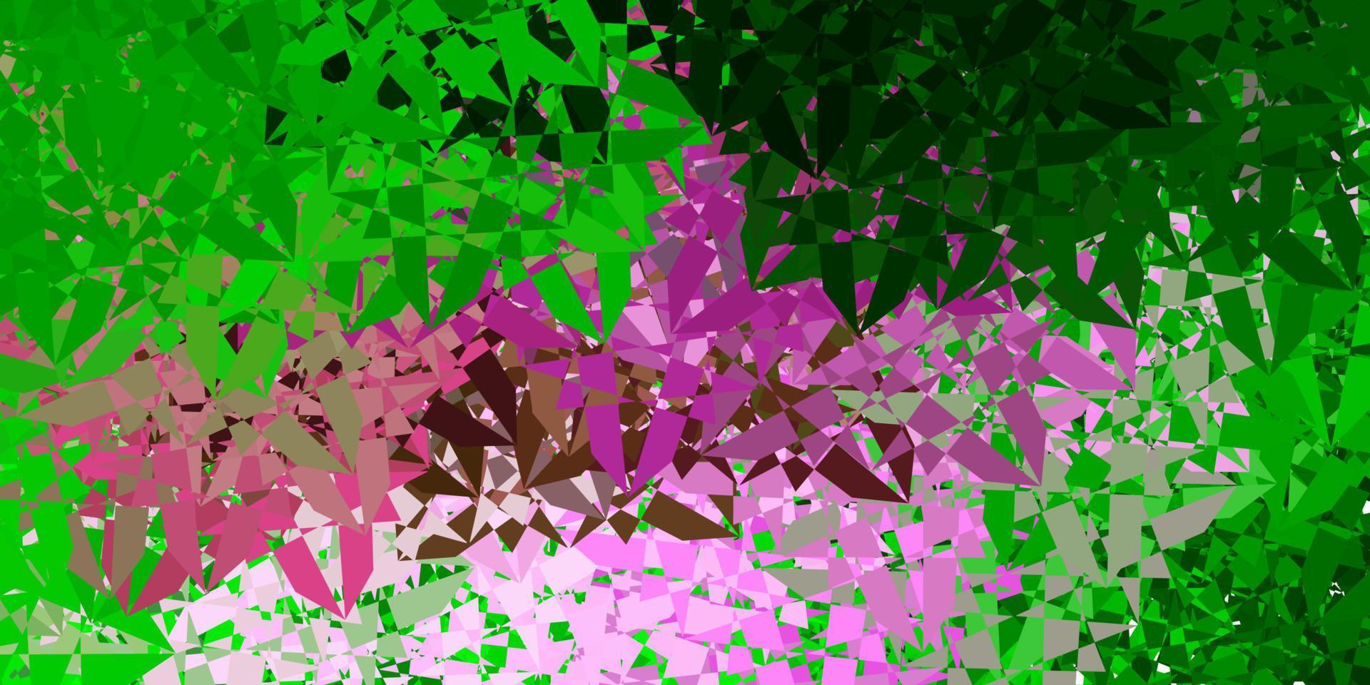 sfondo vettoriale rosa chiaro, verde con triangoli.
