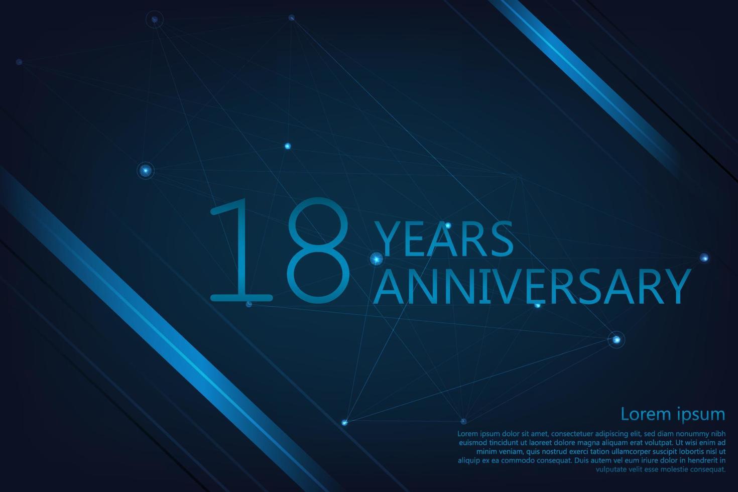 18 anni anniversario. geometrico anniversario saluto striscione. manifesto modello per festeggiare 3 ° anniversario evento festa. vettore illustrazione
