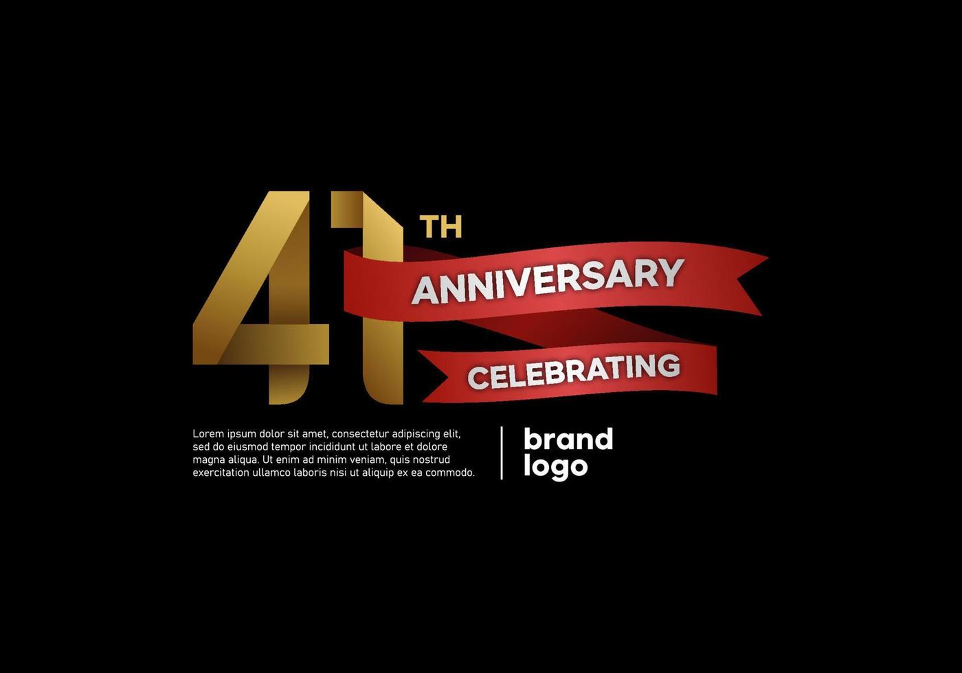 41 anno anniversario logo nel oro e rosso su nero sfondo vettore