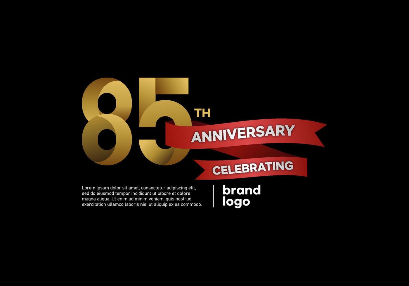 85 anno anniversario logo nel oro e rosso su nero sfondo vettore