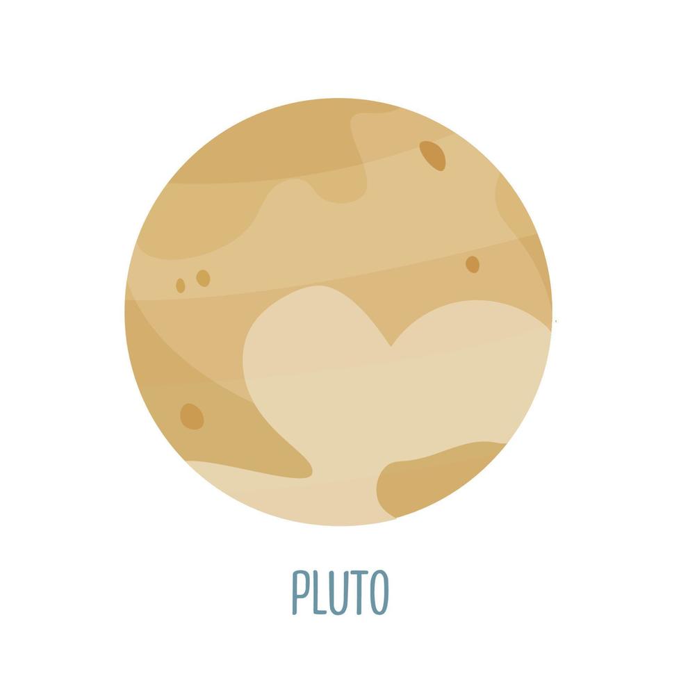 Plutone. pianeta di il solare sistema su un' bianca sfondo. vettore illustrazione nel cartone animato stile per bambini. icona di il pianeta.