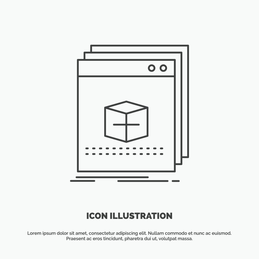 Software. app. applicazione. file. programma icona. linea vettore grigio simbolo per ui e ux. sito web o mobile applicazione