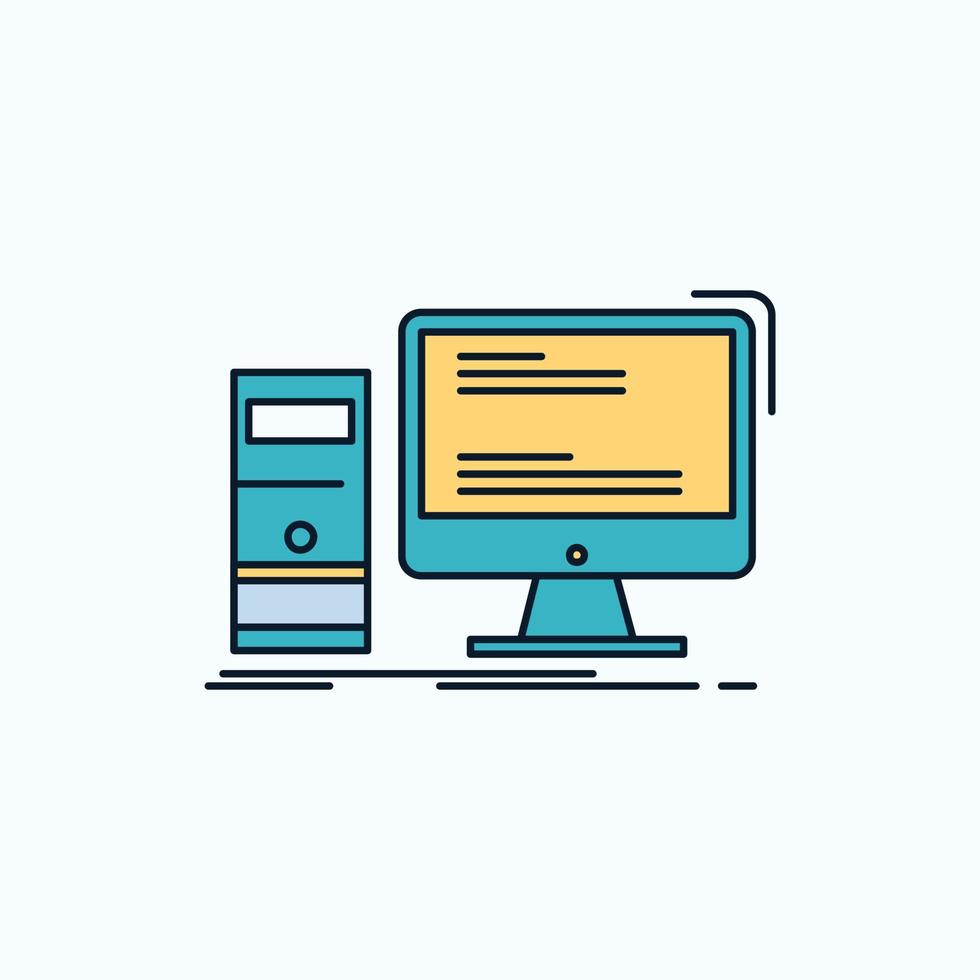 computer. desktop. gioco. pc. personale piatto icona. verde e giallo cartello e simboli per sito web e mobile applicazione. vettore illustrazione