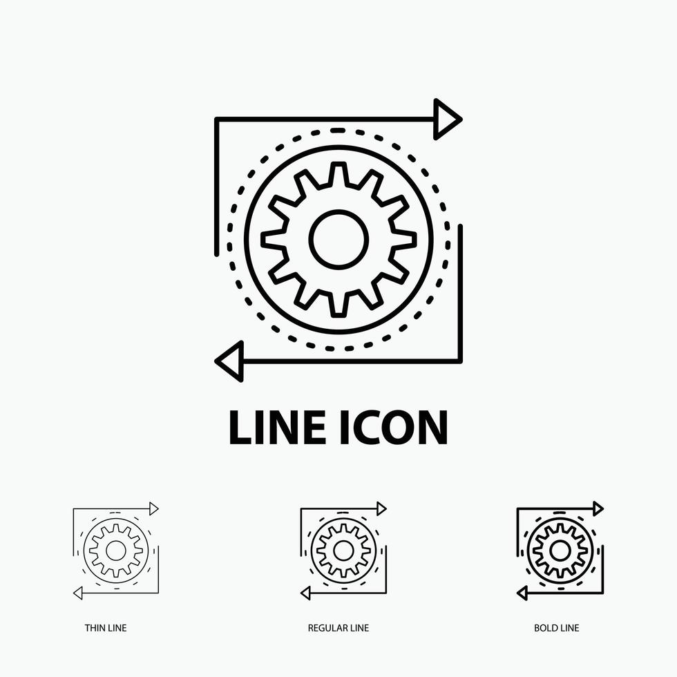 attività commerciale. Ingranaggio. gestione. operazione. processi icona nel sottile. regolare e grassetto linea stile. vettore illustrazione