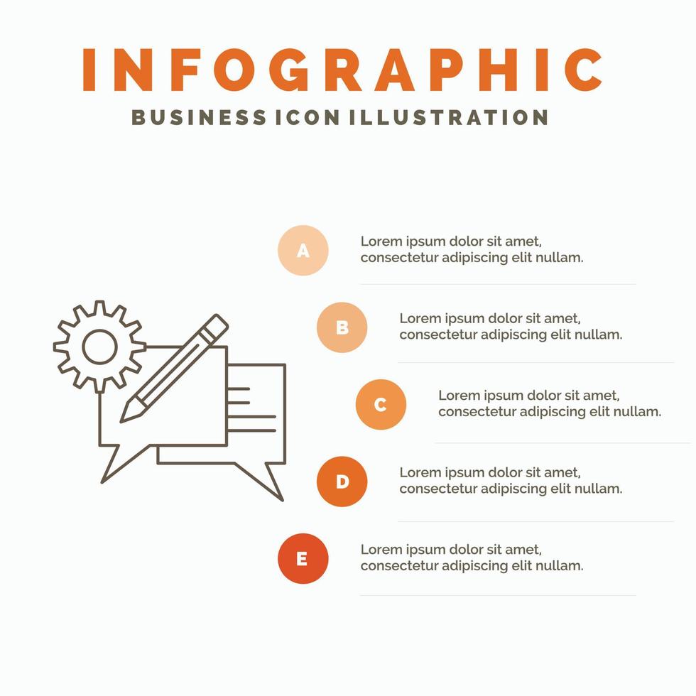 Chiacchierare. comunicazione. discussione. ambientazione. Messaggio infografica modello per sito web e presentazione. linea grigio icona con arancia Infografica stile vettore illustrazione