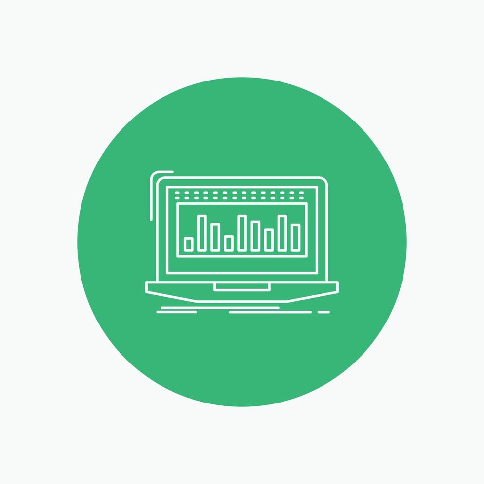 dati. finanziario. indice. monitoraggio. azione bianca linea icona nel cerchio sfondo. vettore icona illustrazione