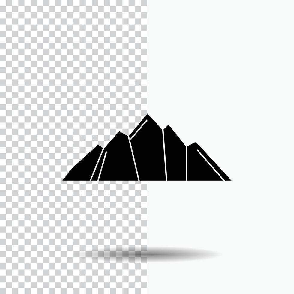 collina. paesaggio. natura. montagna. scena glifo icona su trasparente sfondo. nero icona vettore