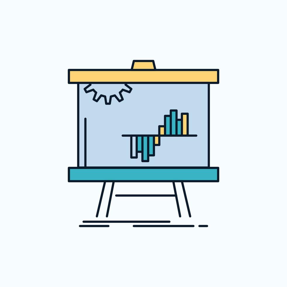 attività commerciale. grafico. dati. grafico. statistiche piatto icona. verde e giallo cartello e simboli per sito web e mobile applicazione. vettore illustrazione