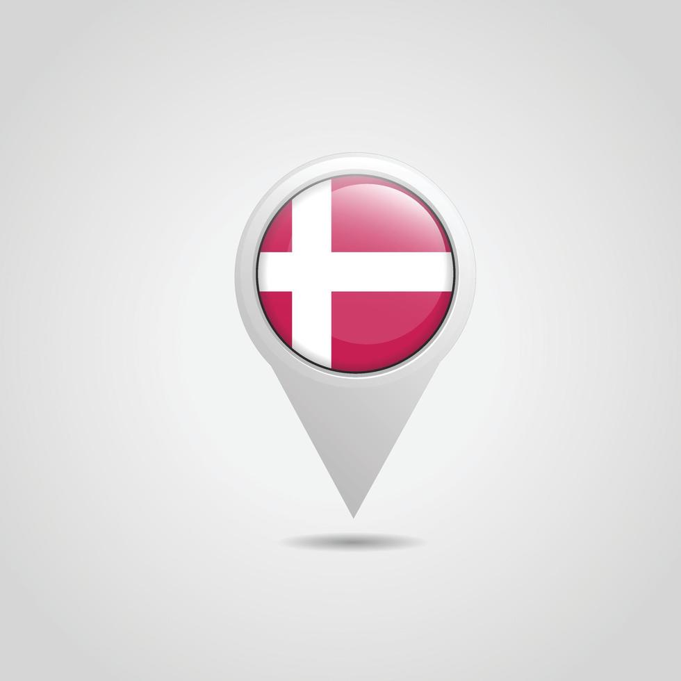 Danimarca bandiera carta geografica perno vettore