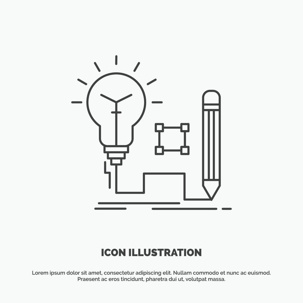 idea. intuizione. chiave. lampada. lampadina icona. linea vettore grigio simbolo per ui e ux. sito web o mobile applicazione