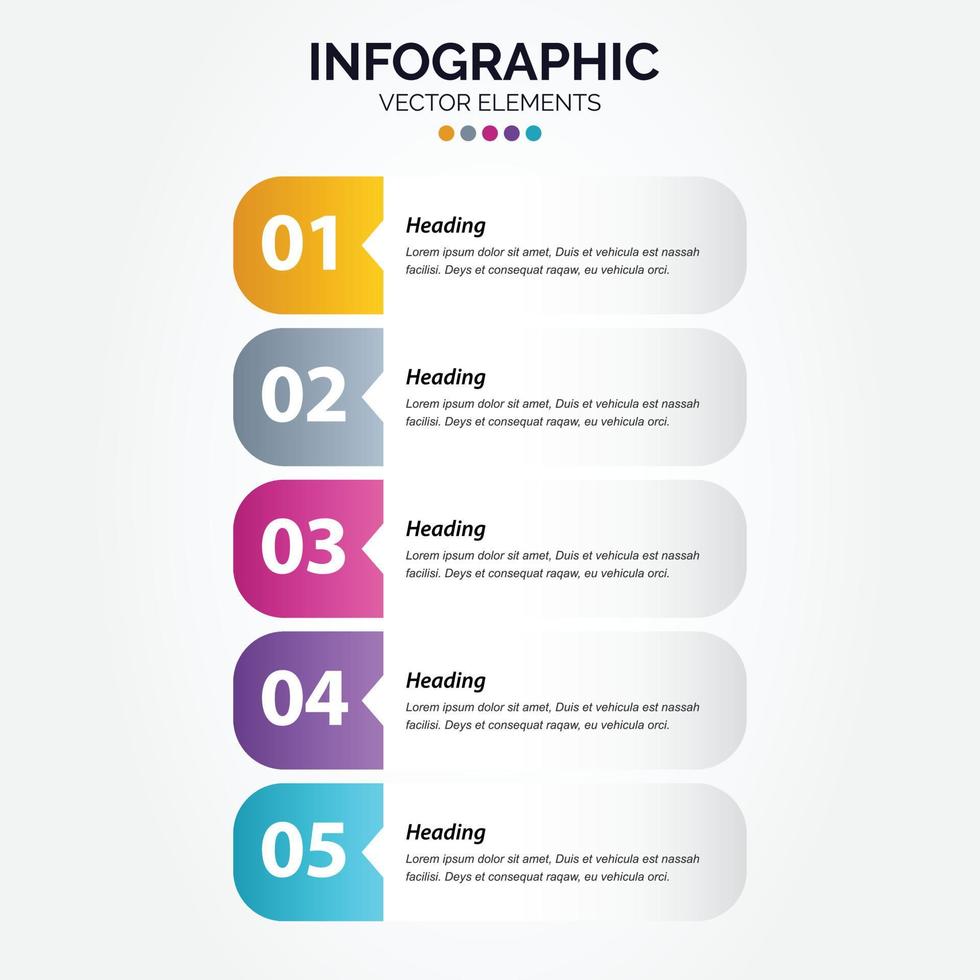 vettore verticale Infografica design con icone. 5 opzioni o 5 passi. processi diagramma. flusso grafico. Informazioni grafico