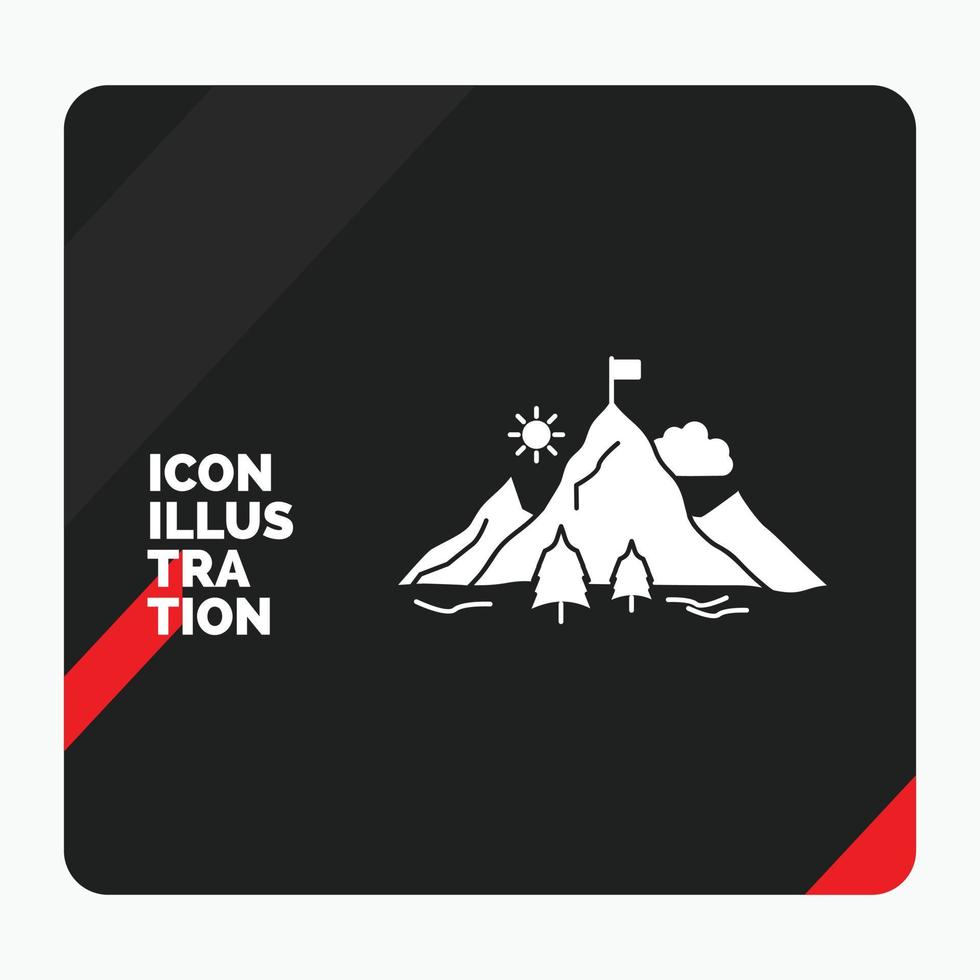 rosso e nero creativo presentazione sfondo per risultato. bandiera. missione. montagna. successo glifo icona vettore